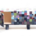 Storage Credenza Covered in Eclectic Corian Samples
