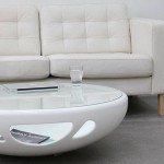White coffee table with glass top